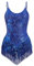 FYMNSI Damen Pailletten Latein Tanz Body Rave Outfit Ballettbody �rmellos Glitzer Gymnastikbody Quaste Bodysuit Damenbody Stringbody Trikot Leotard Overalls Turnanzug Ballettanzug K�nigsblau XL