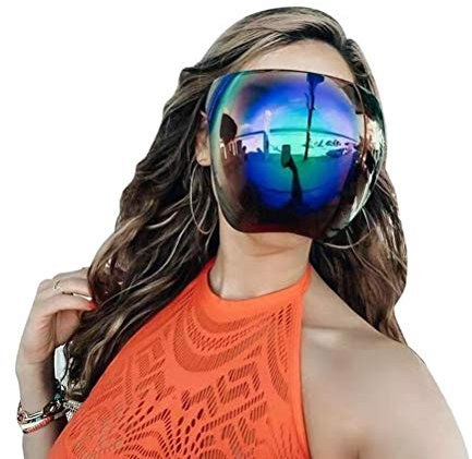 Gonetre UV 400 Protective Face Shield Visor, Colorful Protective Glasses Color Paint Face Shield Sunglasses Visor, UV Resistant Panels Full Face Cover Visor Glasses Face Cover (True Blue)