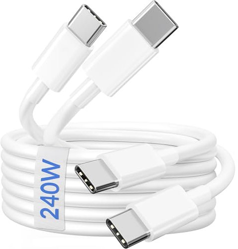 240W USB C to USB C Charger Cable, (PD3.1 5A) 2M Super Fast Charging Cable for Apples MacBook Pro Air, iPhone 16 16e 15 Pro/Max, iPad, Mac Laptop, Android, USBC Type C Cord (Fit 140W/100W) 2-Pack