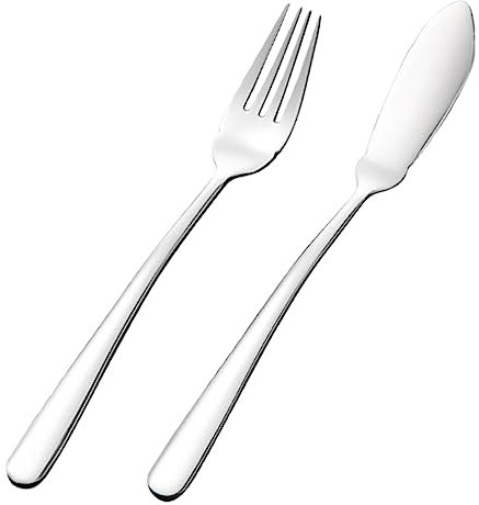 IMIKEYA Westliches Besteckset Fischmesser Fischgabel Edelstahl 2 Stück Für Restaurant Gastronomie Und Zuhause