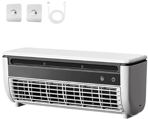 Climatiseur mural portable à charge sans fil sans perçage pour cuisine, chambre à coucher, bureau, refroidissement instantané 10 secondes et 3 vitesses (blanc)