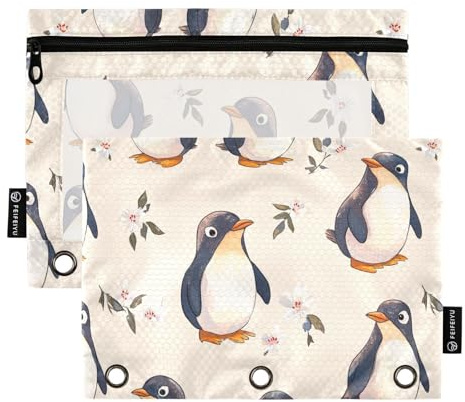 Federmäppchen mit süßem Pinguin-Motiv, für 3 Ringe, wasserdicht, für Büro, Schreibwaren, Organizer, Upplies