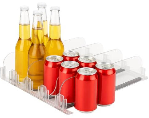 Frilla Kühlschrank-Organizer mit automatischem Gleitmechanismus – Getränke- und Dosenhalter, platzsparend, ABS-Kunststoff, einfach zu montieren & reinigen | DRINZER
