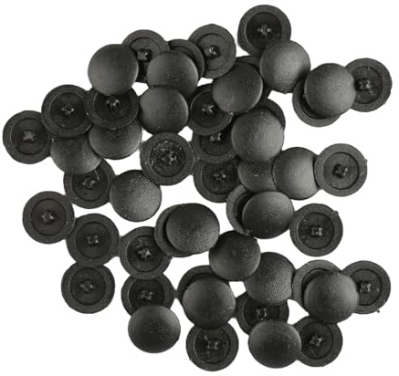 Hopzab 50PCS Black Screw Cover, 12mm Plastic Cross Head Screw, Snap-in Decorative Phillips Screw Covers for Furniture, Wardrobe, Cabinet Shelf, Screw Protection Caps
