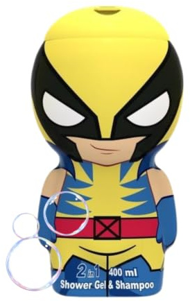 Wolverine 2in1 Duschgel & Shampoo 3D 400 ml | Superhelden-Power für Haut & Haar – Marvel X-Men Duschpflege im Sammlerdesign
