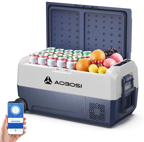 AAOBOSI Kompressor Kühlbox 36L, kühlbox 12v 230v mit APP-Steuerung, -20℃ bis 20℃ Camping kühlschrank, für Auto, LKW, Boot, Camping, Reisen, Fischen, Garten & Outdoor-Aktivitäten