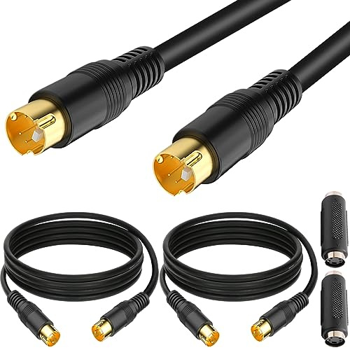 HAAMNING7 Câble S-Vidéo SVHS 4 Broches SVideo Mâle vers Mâle Cordon Adaptateur Coupleur pour Super Vidéo TV Caméscope VHS DVR Lecteurs DVD, Mini Din 4 Broches Fil Prises, 2 Pièces
