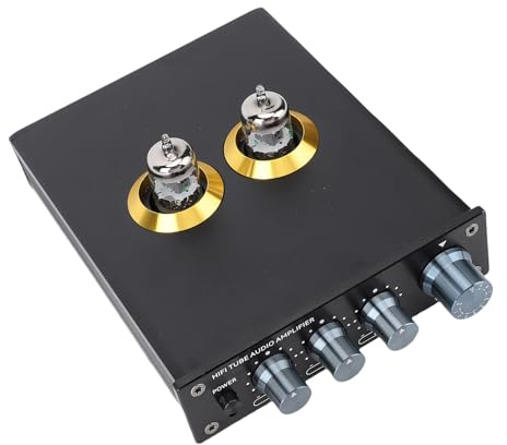 Hamwesh Preamplificatore Valvolare HiFi, Amplificatore Audiofilo con Controllo dei Bassi e degli Acuti Regolabile, per Stereo Domestico e JAN5654 6J1 6J4 6J5 6AK5 (Spina europea)