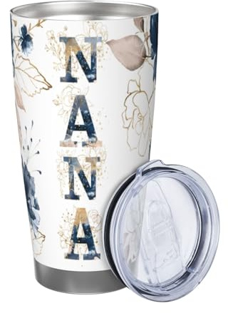 Xinvast Nana Gift Tumbler from Grandchildren – Borraccia termica in acciaio inox, tazza da viaggio per il caffè, per nonna, neo nonna, 590 ml
