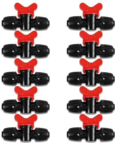 10 Piezas 16 mm Válvulas Desviadoras con Conector de Bloqueo, Válvula Desviadora de Riego por Goteo, Interruptor de Válvula de Tubería Jardín, Válvulas Puerta de Bloqueo de Púas para Tubo de Goteo