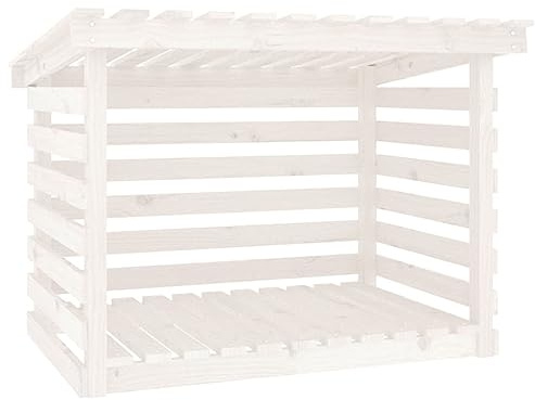 Generico Portalegna Bianco 108x73x79 cm in Legno Massello di Pino,Casa e Giardino,Accessori caminetti e stufe a Legna,Accessori per Porta legna-822228