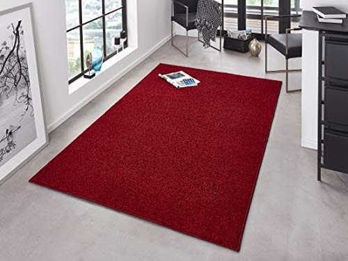 Hanse Home Pure Teppich – Wohnzimmerteppich dichter Kurzflor Robust Schlafzimmerteppich einfarbig Modern für Esszimmer, Wohnzimmer, Kinderzimmer, Flur, Schlafzimmer, Küche – Rot, 140x200cm