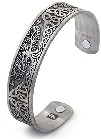 Lemegeton Yggdrasil World Tree of Life Armband Gesundheitsschutz Armreif Armreif für Herren (Antikes Silber)