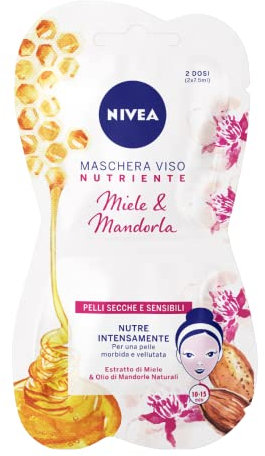 NIVEA Intensive Nährende Maske 3 x 15 ml je Gesichtsmaske mit Honigextrakt, Mandelöl und Hydra IQ, Maske für empfindliche, trockene und strapazierte Haut
