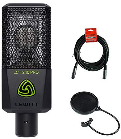 Lewitt LCT-240 Pro Condenser Microphone (Black) with 20' XLR-XLR Cable & Pop Filter Bundle