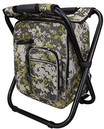 Tubayia Tragbare Klapphocker Klappstuhl Rucksack mit Kühltasche für Outdoor Camping Angeln