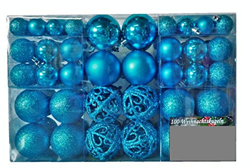 Unbekannt 100 Weihnachtskugeln Dunkelblau Christbaumschmuck bis Ø 6 cm mit Metallhaken