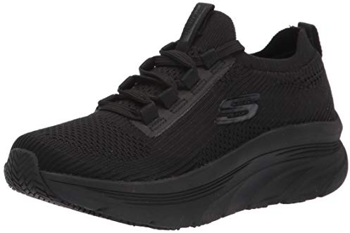 Skechers Women's Work Relaxed Fit: D'Lux Walker SR - Ozema Slip-On Sneakers, Black, 9 Wide