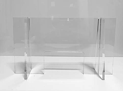 Mampara Metacrilato PMMA TRANSPARENTE con ventanilla y peanas de sujeción desmontables (100X60)