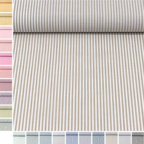 MAGAM-Stoffe Mona Streifen Kinder Baumwollstoff Oeko-Tex Meterware 50cm (18. Beige-Sand)