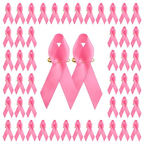 WANDIC Octobre Rose Lot de 100 rubans de sensibilisation au cancer du sein prédécoupés pour femme Rose