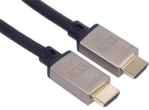 PremiumCord 8K Ultra High Speed ​​​​HDMI 2.1 M/M-Kabel, 48 Gbit/s mit Ethernet, 8K@60Hz-Videokompatibilität, Deep Color, 3D, eARC, HDR, 3x Abgeschirmt, Vergoldete Anschlüsse, Metallisch, 2 m