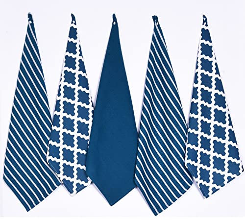 Penguin Home Premium Geschirrtuch für die Küche aus 100% Reiner Baumwolle, 5er-Set Küchentücher, weiches und strapazierfähiges Küchentuch-Set, maschinenwaschbar, 65 x 45 cm, Farbe – Hellblau