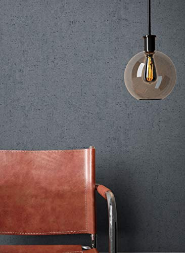 NEWROOM Tapete Schwarz Vliestapete Beton - Unitapete Uni Anthrazit Putz Struktur Betonoptik Modern Putzoptik Einfarbig inkl. Tapezier-Ratgeber