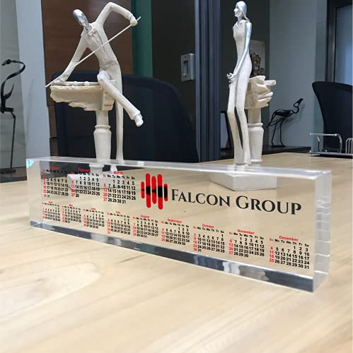 OOCLAS 2022 Calendar, Acrylic Desk Name Plates, Logo & Your Name On Crystal Clear Acrylic Glass Block In Size 12 X 3 X 1.25 Inches
