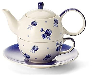 NEu teemando® Tea for one Set Almut Keramik, 4-teilig Kanne: 0,4 l, Tasse: 0,2 l