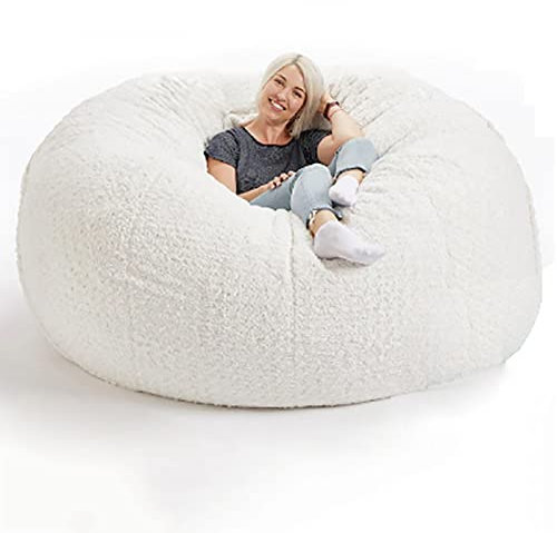 Riesiger Pelz-Sitzsack - 5/6/7ft Sitzsack Bezug, Sofa Stuhl Weiches Flauschiges Fell Tragbares Fauler Schlafsofabezug für Zuhause Garten Lounge Wohnzimmer