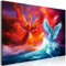decomonkey Bilder Abstrakt 90x60 cm 1 Teilig Leinwandbilder Bild auf Leinwand Vlies Wandbild Kunstdruck Wanddeko Wand Wohnzimmer Wanddekoration Deko Modern Art Kunst Vogel Phönix Rot Blau