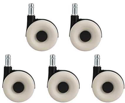 YIDAX 5er Set Bürostuhlrollen mit 11mm x 21mm Universalstange Hartbodenrollen 2,5 Zoll Drehstuhlrollen Leise Ersatzrollen Aus Weichem Gummi Schont Böden,Weiß