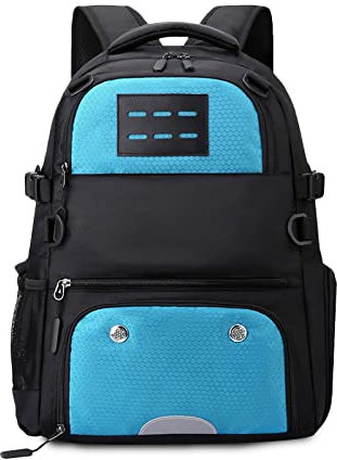 FANDARE Basketball Rucksack Fußball-Rucksack mit Ballfach & Schuhfach Schulrucksack mit 15.6 Zoll Laptopfach für Volleyball, Basketball, Stadion und Strand Sportbeutel Blau