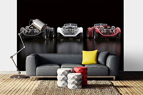 DIMEX LINE Non-Woven Photo Wallpaper Vintage Cars in A Row 375 x 250 cm - Non-Woven Wallpaper, wall Mural, wall Art - Wallpaper for Living Room, Bedroom, Office, Kitchen