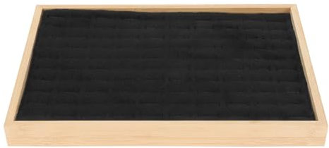 Cyrank Showcase Jewelry Organizer, 100 Grid Ring Insert Display Trays Wooden Ring Holder Stand Drawer Jewelry Organizer Jewelry Trays Stackable Jewellery Drawer Organiser for Women Girls(Black)