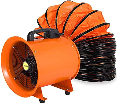 ALIKKA 12in Commercial Exhaust Workshop Ventilation Fan, Industrial Extractor Fan, with Duct, Portable Ventilator dust Fume Extractor,12in 0M