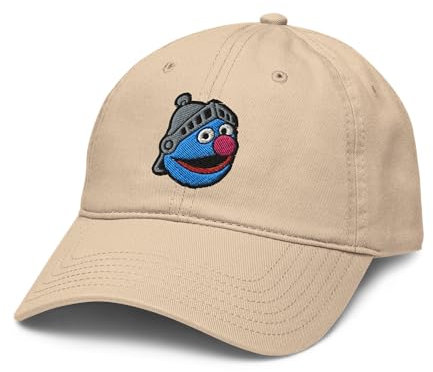 Sesame Street Super Grover Face Adjustable Baseball Hat, Stone, One Size