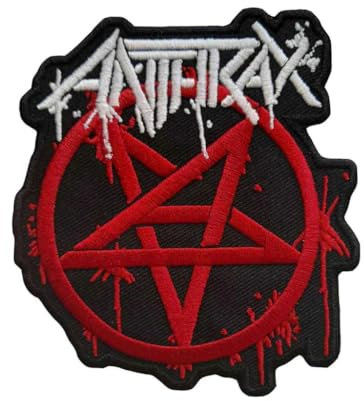Anthrax - Pentagramm - Aufnäher zum Aufbügeln Logo (Einheitsgröße) (Rot/Schwarz/Weiß)