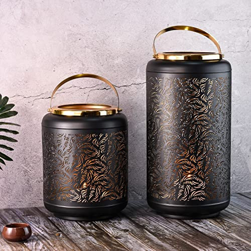 Marrakesch 2er Set Gartenwindlicht Windlicht 38 cm und 26 cm | Windlichter für Draußen Caja groß modern als Gartendeko