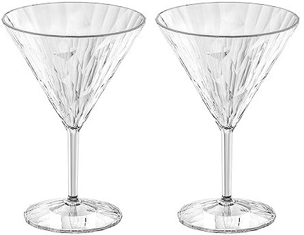 koziol Superglas Club No.12 Lot de 2 verres à martini en plastique transparent luxueux incassable réutilisable pour fête, camping 250 ml