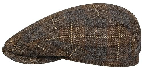 Stetson Scranton Wool Driver Flatcap Mehrfarbige Mütze Wolle Elegante Schirmmütze Herren Herbst Winter Made in Germany braun 59 cm