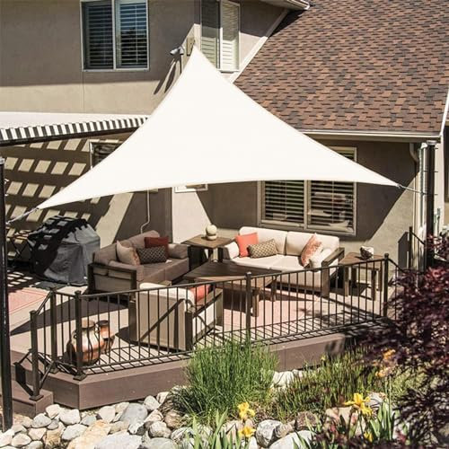 LOVE STORY Toldo Vela de Sombra Triangular Impermeable 2x2x2m Crema Poliéster Protección Rayos UV para Exterior Terraza Patio Jardín