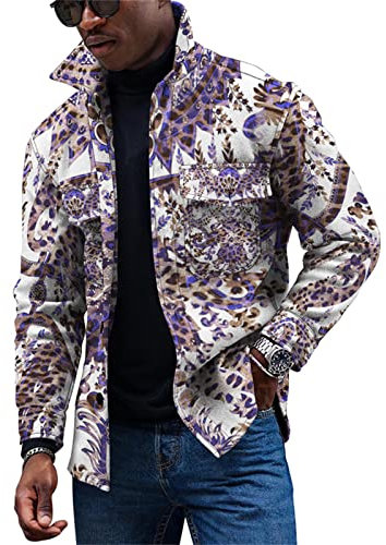 KONG JIMFAN Übergangsjacke Herren Schlupfjacke Bügelfreie Hemden Ünne Jacke Herren Anzuge Sweatjacke Herren Winter Jacket Men Gelbe Regenjacke Hemd Mit Manschettenknöpfen Glänzende Jacke(Grau,M)