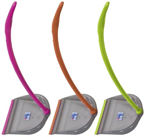 Power Clean - Paletta Alza Immondizia Neon - Salvaspazio con Manico a Vite Pieghevole in Metallo e Gommino Antiscivolo - Colori Neon - Made in Italy