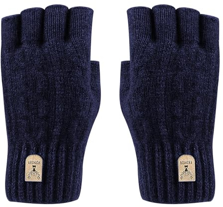 IGTOPS Halbe Fingerhandschuhe,Alpaka, warm Winter verdickt warme gestrickte Handschuhe, Arbeit Laufen Radfahren Fahren Männer Frauen fingerlose Handschuhe, Winter Fingerlose Handschuhe