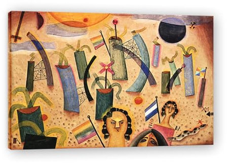 NHLDZYH Réplicas de cuadros famosos - Estilo Surrealista Póster artístico para pared - Impresión Cuadros Abstracto sobre Lienzo - (Soto Con Trio) 50x75cm Marco interno