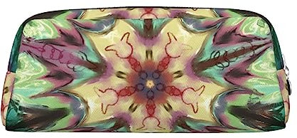 DEHIWI Federmäppchen Kaleidoskop Inspiration Stifttasche Wasserdicht Niedlich Leder Bleistift Tasche Reise Kosmetik Make-up Tasche Organizer Stifthalter für Büro Make-up, silber, Einheitsgröße,