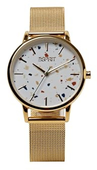 ESPRIT Damen Uhr Armbanduhr Everyday TERRAZZO Edelstahl Gold H.88875231