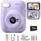 Appareil Photo Enfant Instantané,Hangrui 3,0 Pouces Écran 1080P Appareil Photo Numérique Enfant avec 32GB Carte & Papier d'impression, Stylos Colorés, Cadeau Jouet Filles Garçons de 3 à 12 Ans-Violet